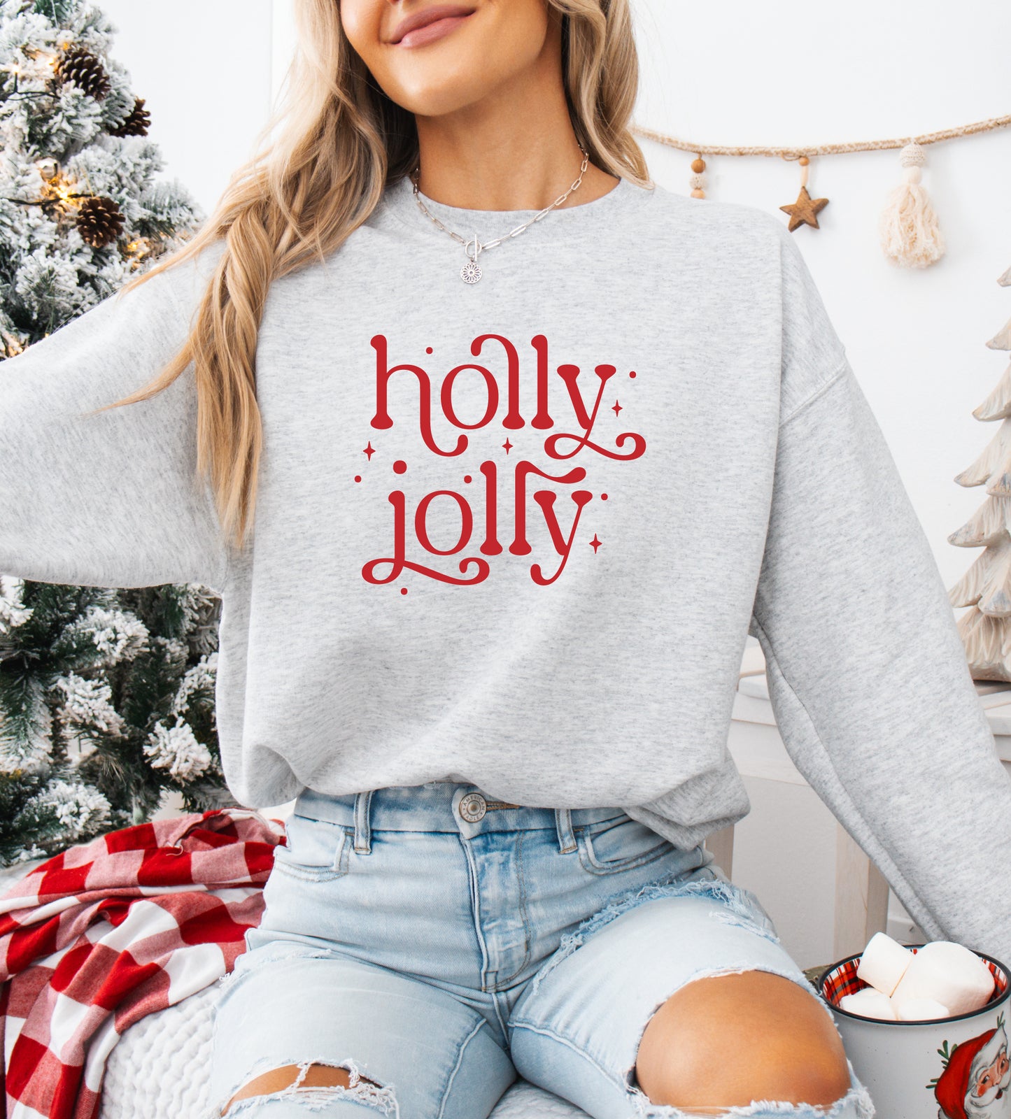 Holly Jolly - Women's Cute Christmas Sweatshirt