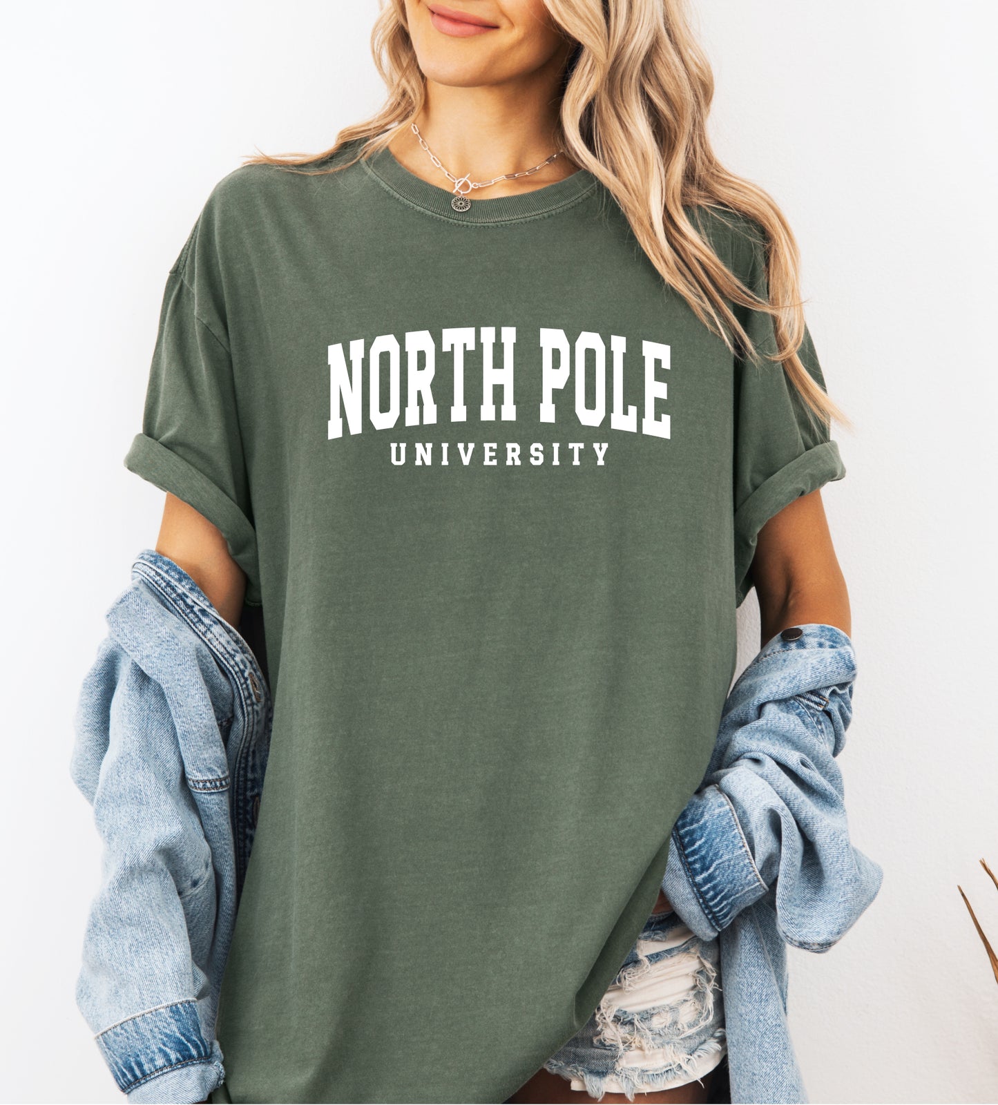 Comfort Colors - North Pole University - Women's College Christmas Trendy Tee