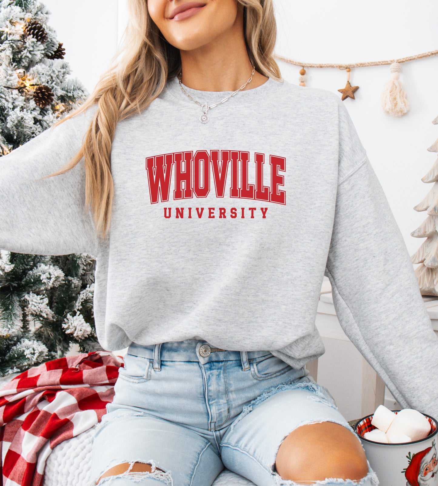 Whoville University - Women's Cozy Christmas Grinch Sweatshirt