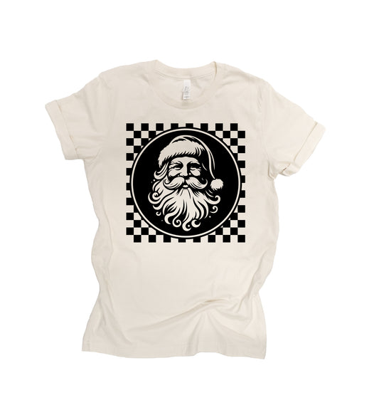 Santa Claus Checkered Christmas Tee