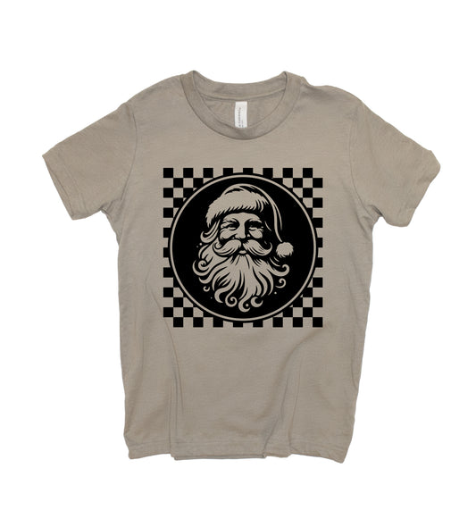 Santa Claus Rad Checkered Youth Boys Christmas T-Shirt