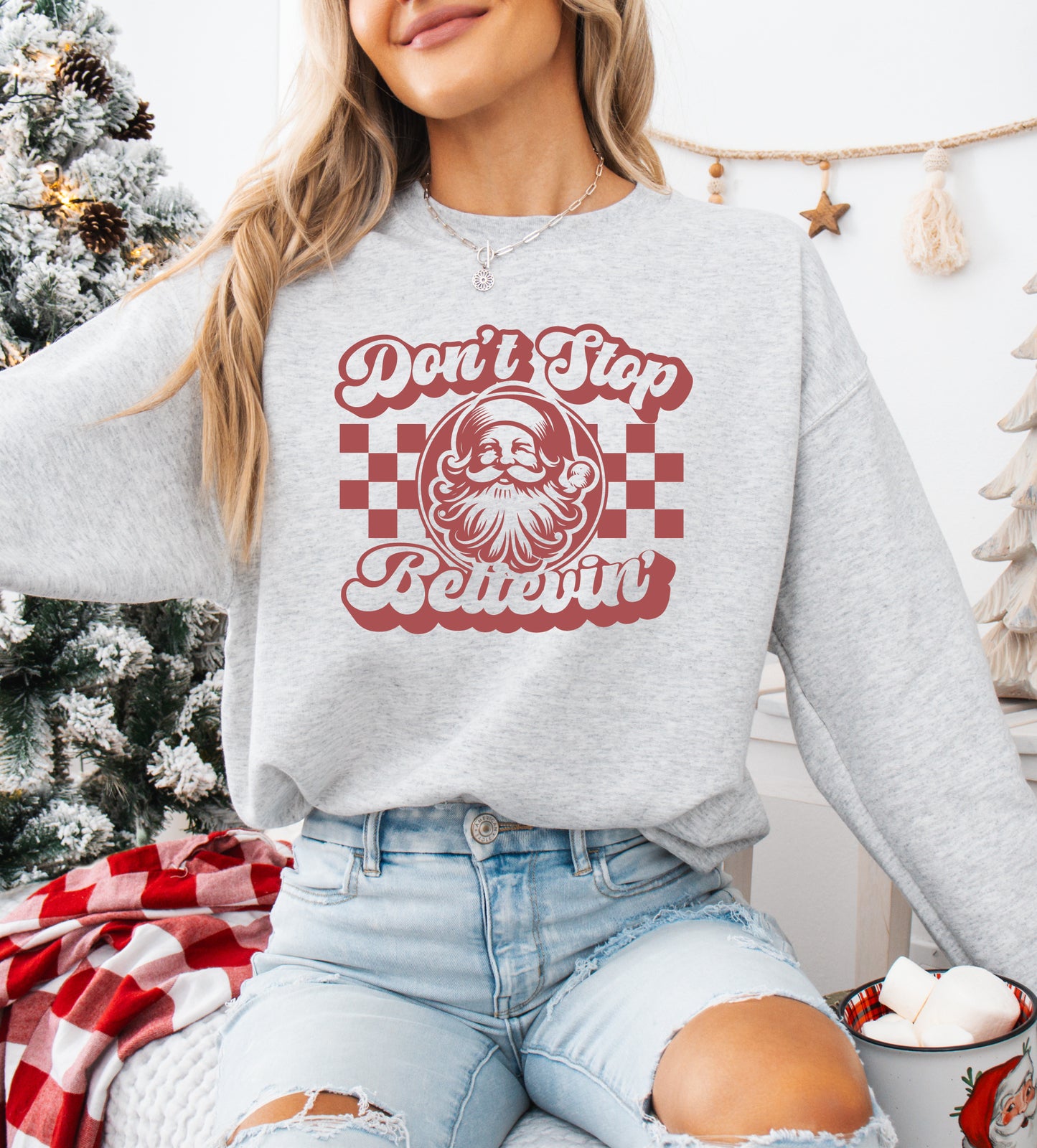 Don't Stop Believin' Santa Christmas Sweater