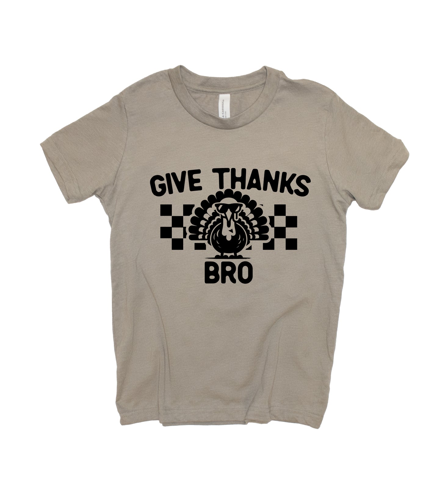 Give Thanks Bro - Rad Turkey Checkered Thanksgiving Day Youth T-Shirt