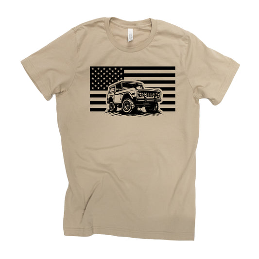 Off Road American Flag 4x4 Adventure Trails Mudding Shirt Vintage Truck SUV